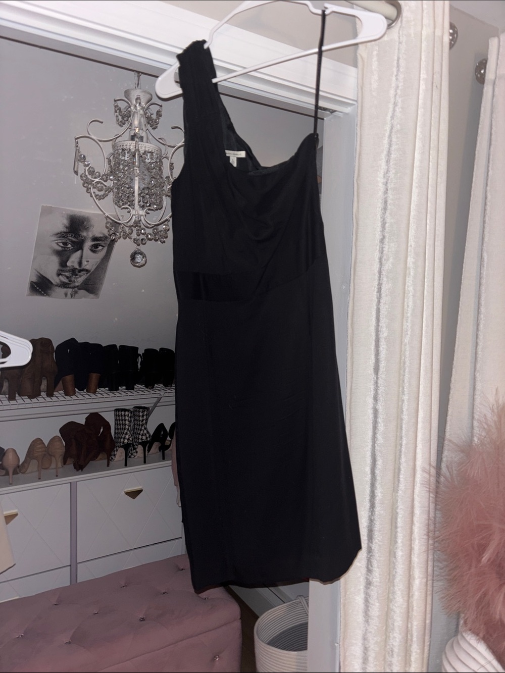 Banana Republic Black One-Shoulder Cocktail Dress with Draped Neckline